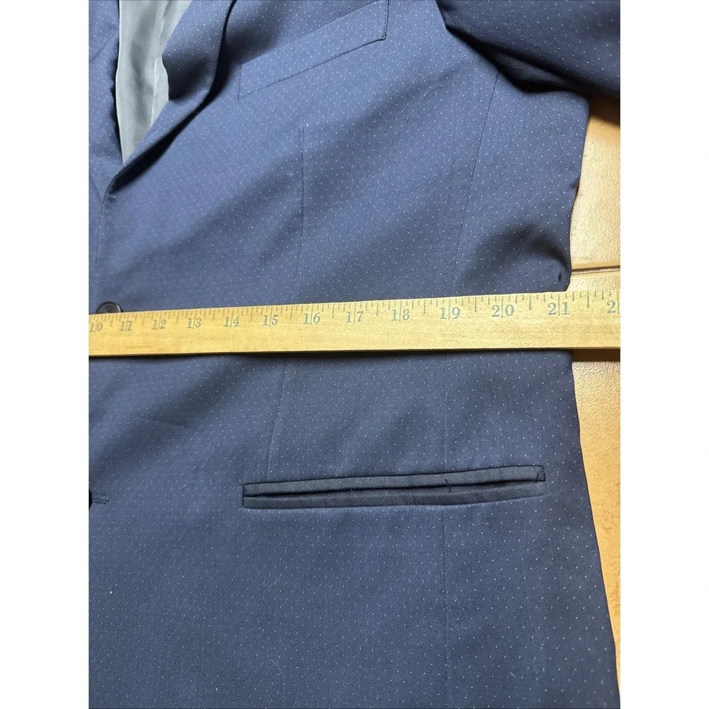 Savile Row Tip Off‎ Blazer Sport Coat Suit Jacket Size 42R Navy Blue Polka Dots